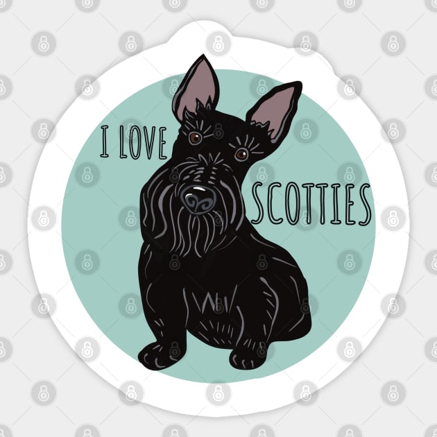 Scottish terrier I love Scotties design Sticker by Janpaints